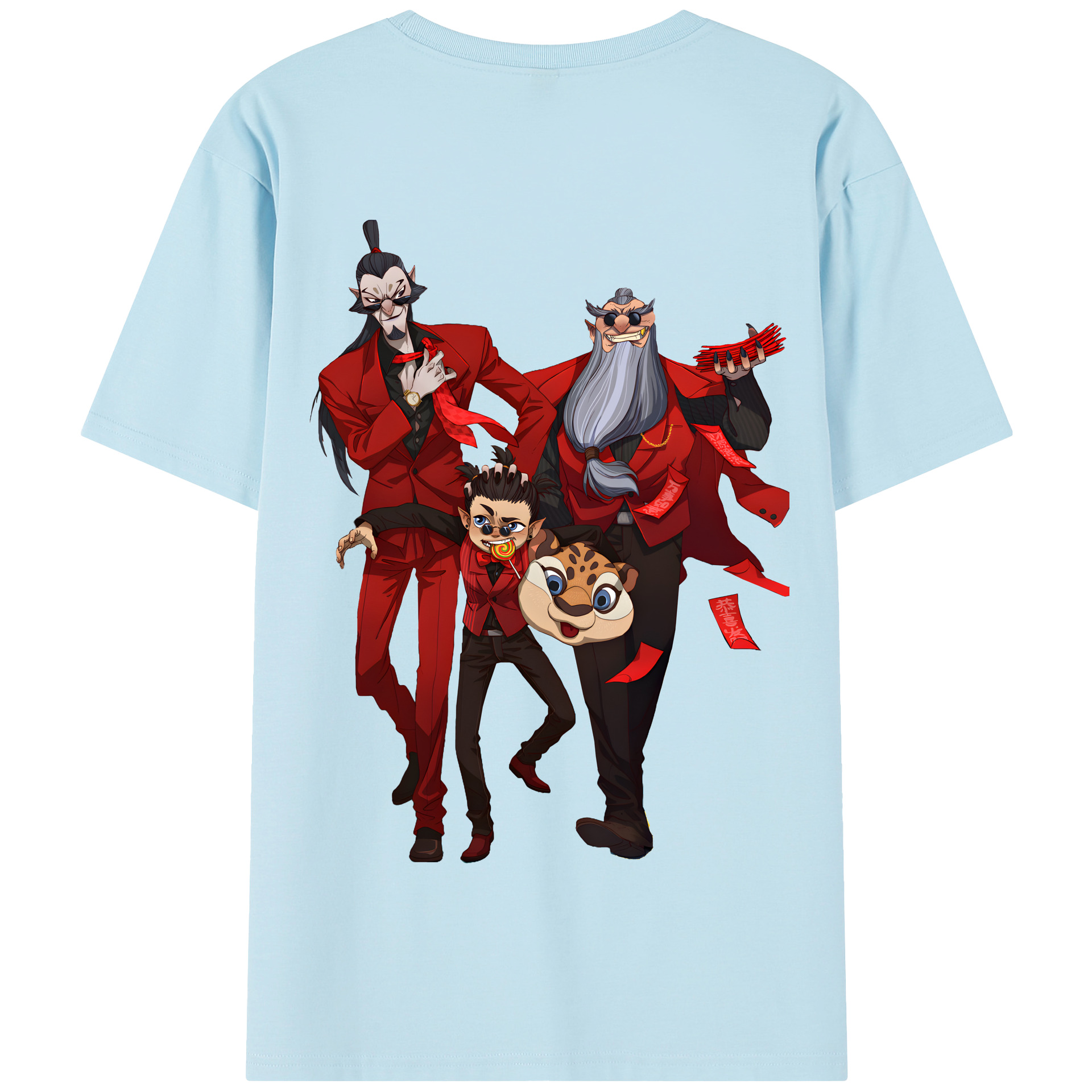 （画像用） Ne Zha 2 ナタ 魔童の大暴れ 綿100％半袖Tシャツ（背面プリント）